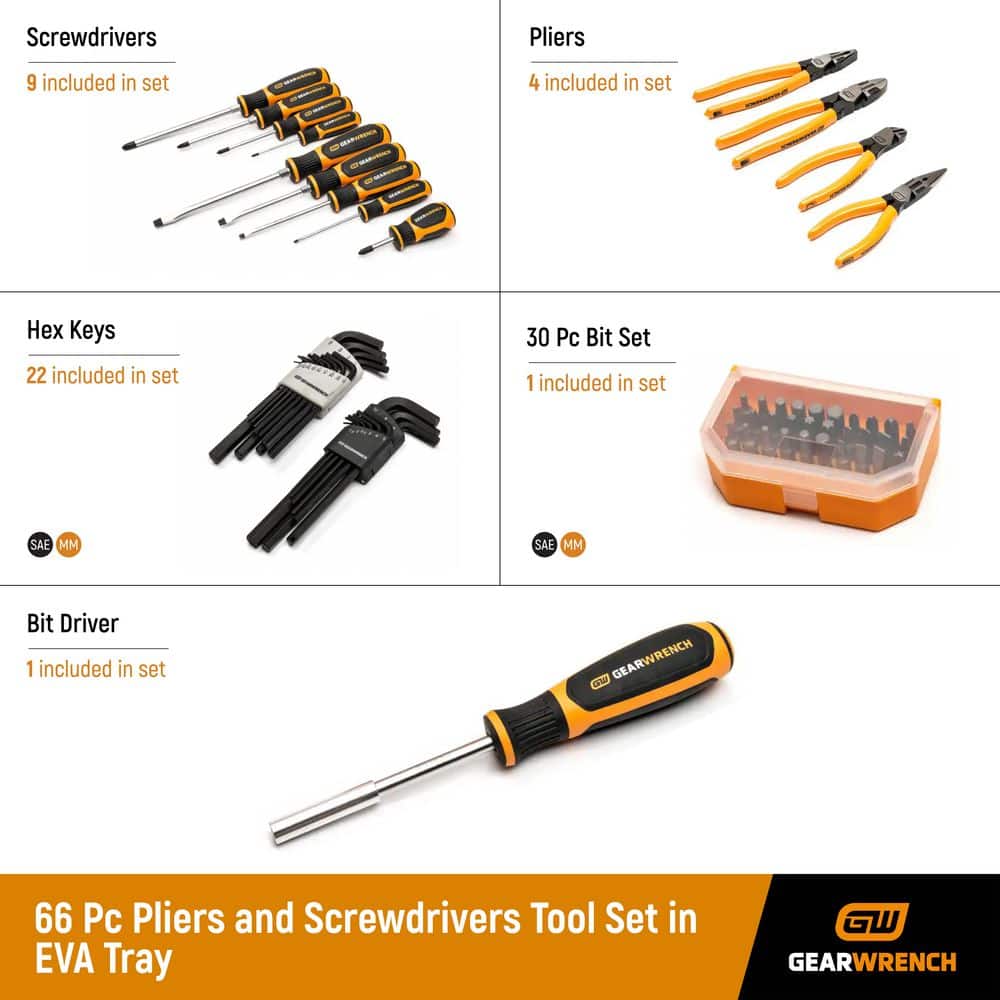 GEARWRENCH Pliers and Screwdrivers Tool Set in EVA Tray (66-Piece) (2)