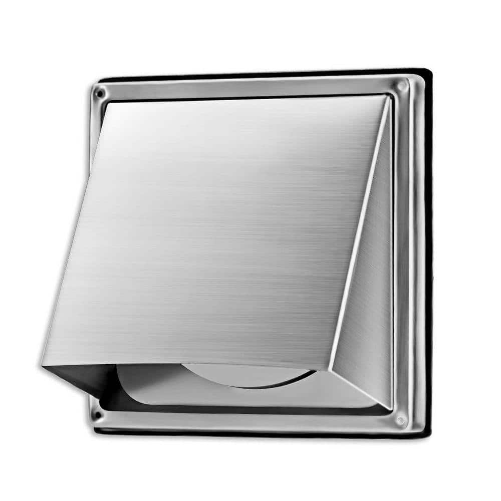 DENIME BBAY INC 4 in. Stainless Steel External Wall Vent with Non-Return Flap Electric Powered