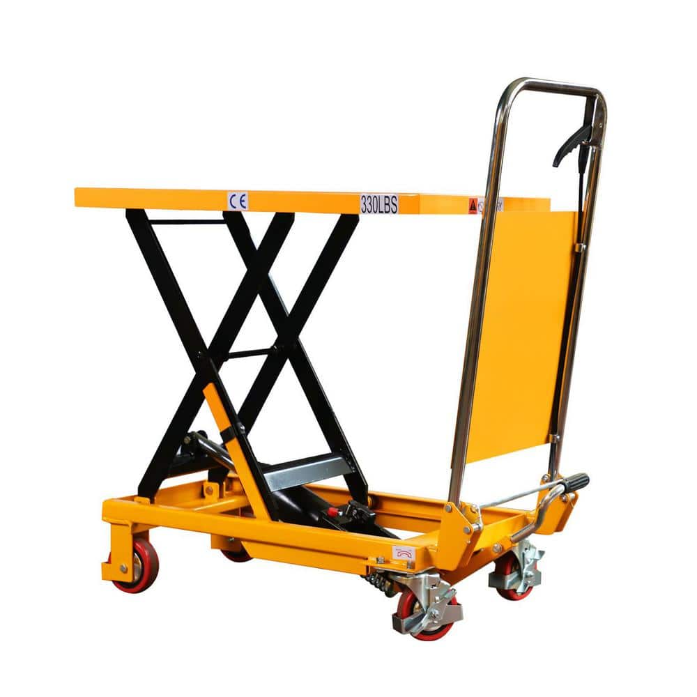 TORY CARRIER 29.1 in. Max Lift Height Single Scissor Lift Table 330 lbs. Manual Lifting Table Cart with Hydraulic Foot Pump (1)