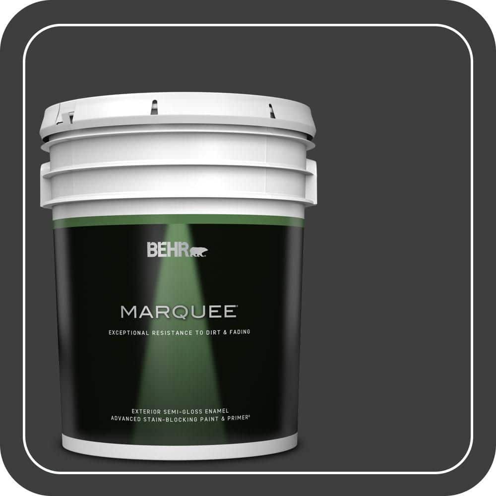 BEHR MARQUEE 5 gal. #N520-7 Carbon Semi-Gloss Enamel Exterior Paint & Primer