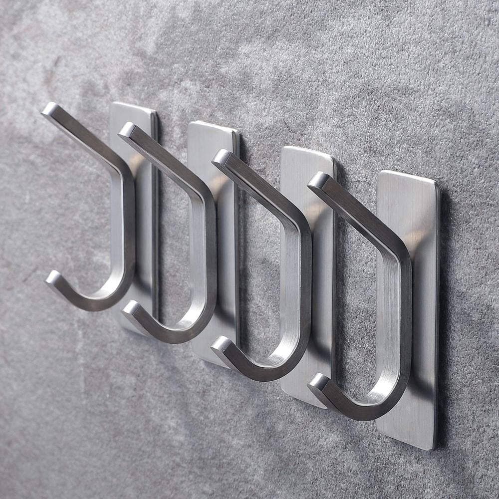Unbranded Metal Double Towel Hooks with Self Adhesive Backing for Smooth Surfaces 4-Pack (3)