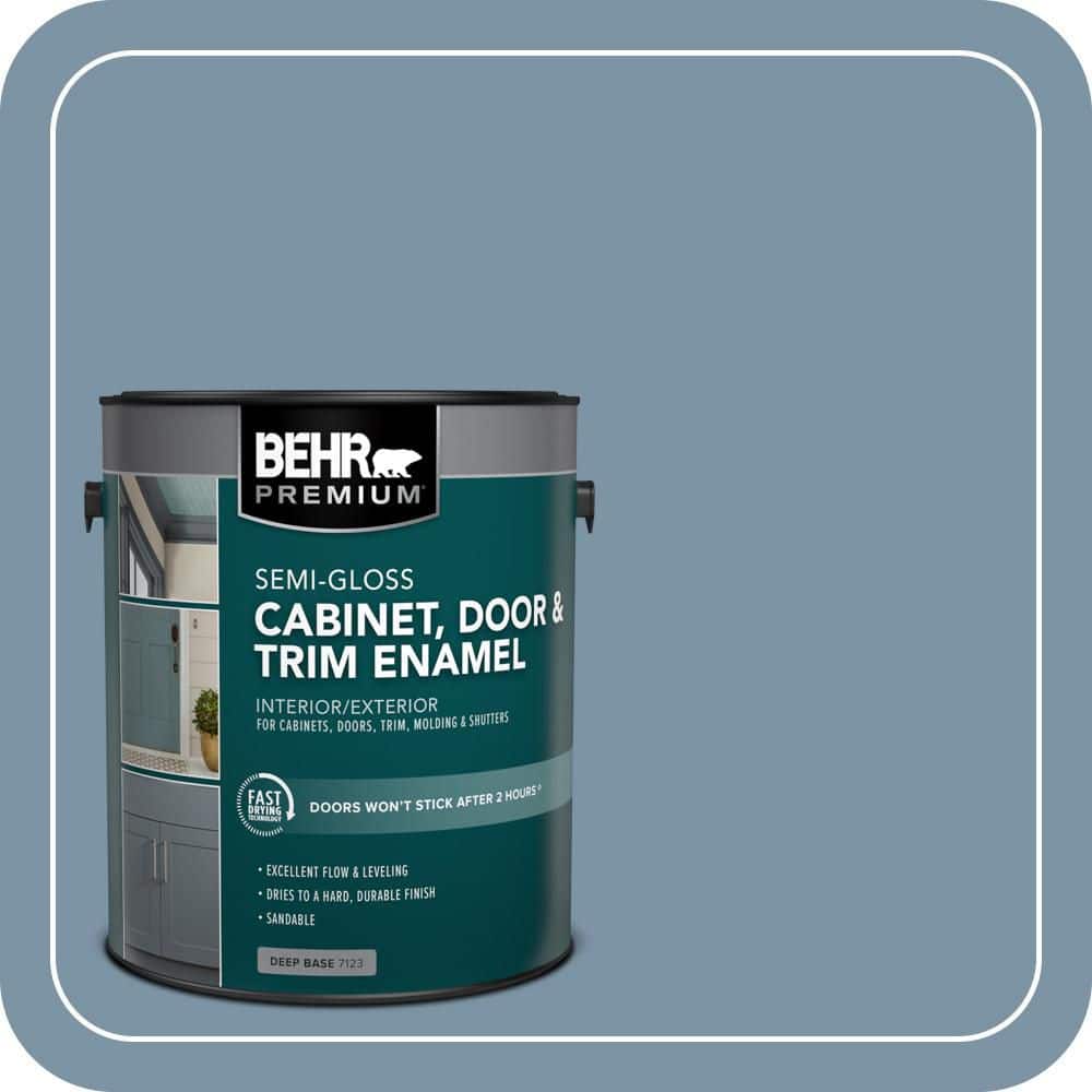 BEHR PREMIUM 1 gal. #MS-76 Misty Falls Semi-Gloss Enamel Interior/Exterior Cabinet, Door & Trim Paint (1)