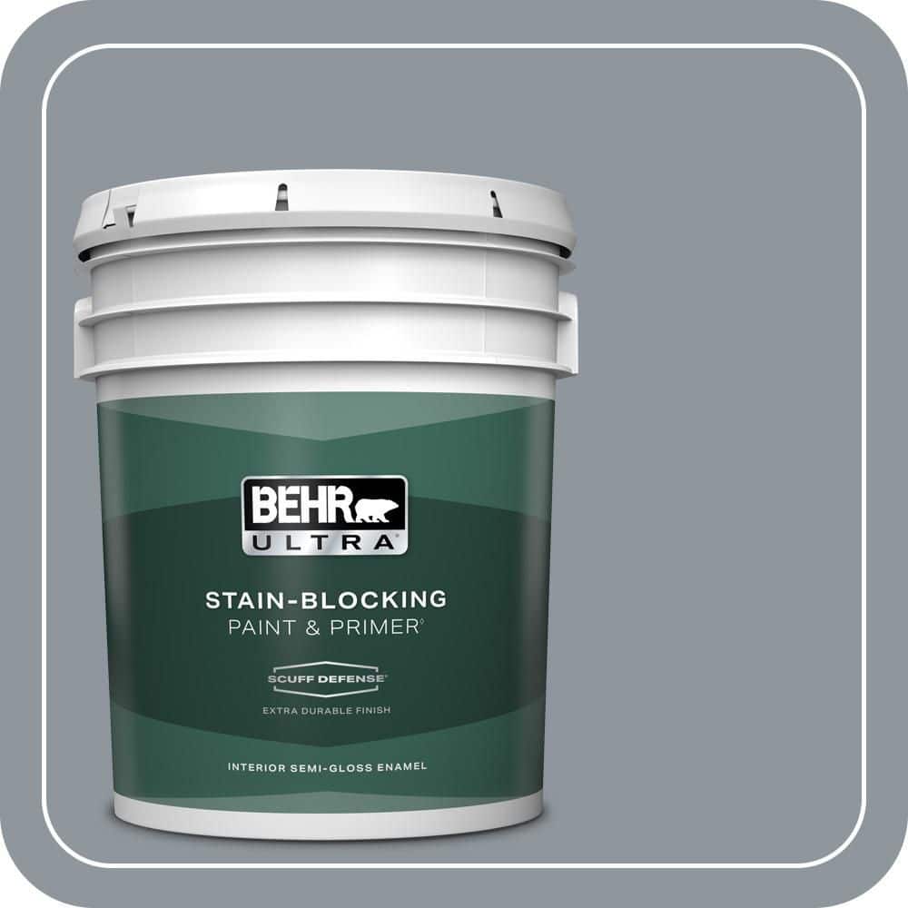 BEHR ULTRA 5 gal. #MQ5-21 Radiant Silver Extra Durable Semi-Gloss Enamel Interior Paint & Primer