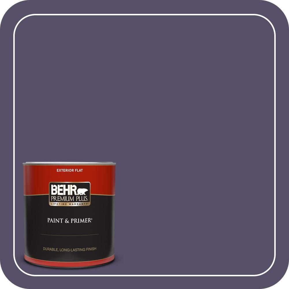 BEHR PREMIUM PLUS 1 qt. #650F-7 Violet Eclipse Flat Exterior Paint & Primer