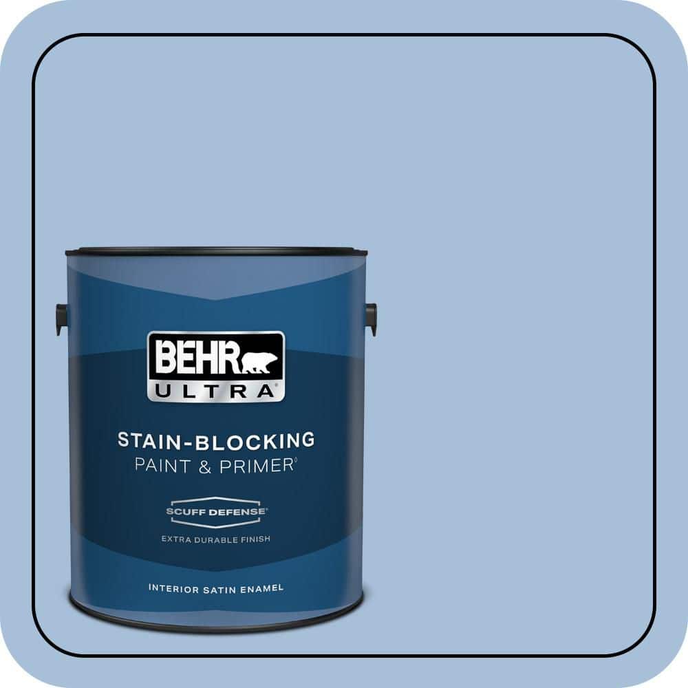 BEHR ULTRA 1 gal. #580D-4 Skysail Blue Extra Durable Satin Enamel Interior Paint & Primer