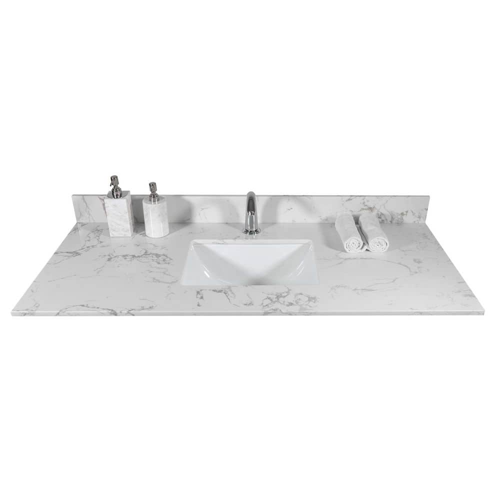 Boosicavelly 43 in. Undermount Sink Basin Ceramic Bathroom Sink in White (1)