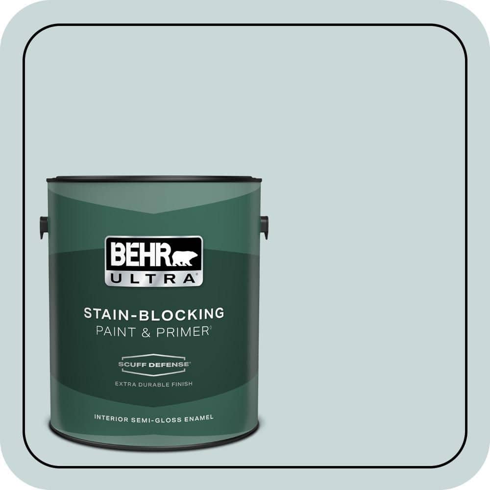 BEHR ULTRA 1 gal. #PPU13-16 Offshore Mist Extra Durable Semi-Gloss Enamel Interior Paint & Primer