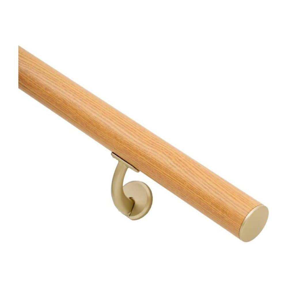 Unbranded 9 ft. Cherry Wood Grain Aluminum Handrail Indoor Stair Wall Mounted Handrail with Zinc Alloy Brackets, Rust Resistant