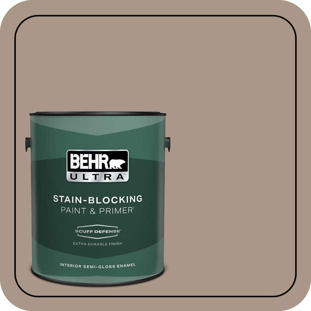 BEHR ULTRA 1 gal. #N230-4 Chic Taupe Extra Durable Semi-Gloss Enamel Interior Paint & Primer