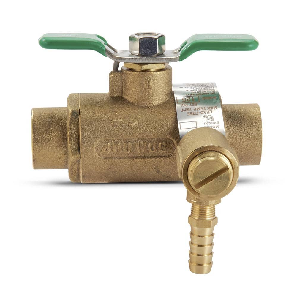 Wilkins 3/4 in. Bronze Full Port Ball Valve with Integral Thermal Expansion Relief Valve with PEX Connections (1)