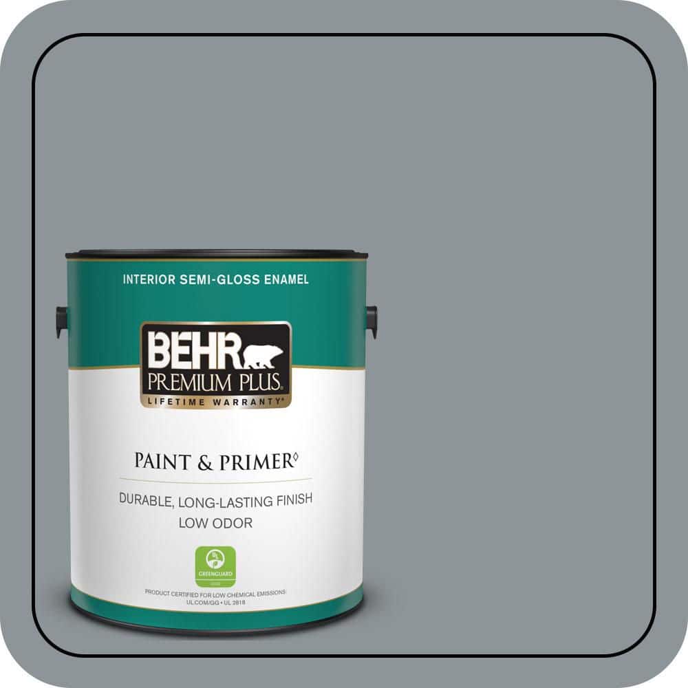 BEHR PREMIUM PLUS 1 gal. #N450-4 Moonquake Semi-Gloss Enamel Low Odor Interior Paint & Primer