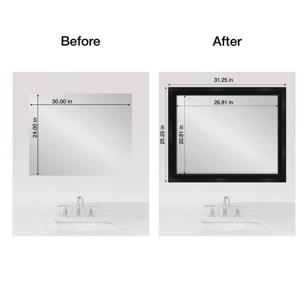 Amanti Art Mirror Makeover Grand Black Narrow 25.25 in. W x 31.25 in. H Bathroom Mirror Frame Border Kit-Fits a 24 x 30 Mirror (3)