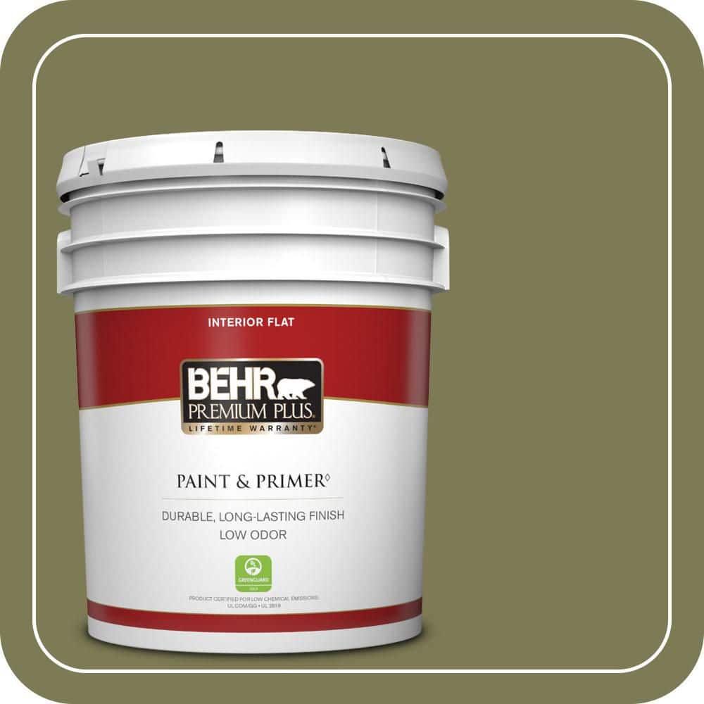 BEHR PREMIUM PLUS 5 gal. #S370-6 Seaweed Salad Flat Low Odor Interior Paint & Primer
