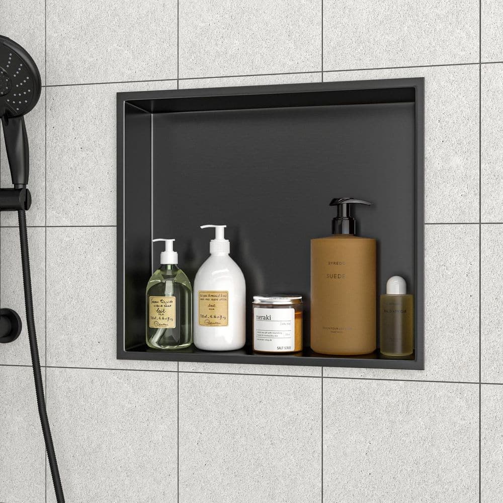 LIVIZA 17 in. W x 15 in. H x 4 in. D Stainless Steel Recessed Shower Niche Shelf Organizer in Gunmetal Black (3)