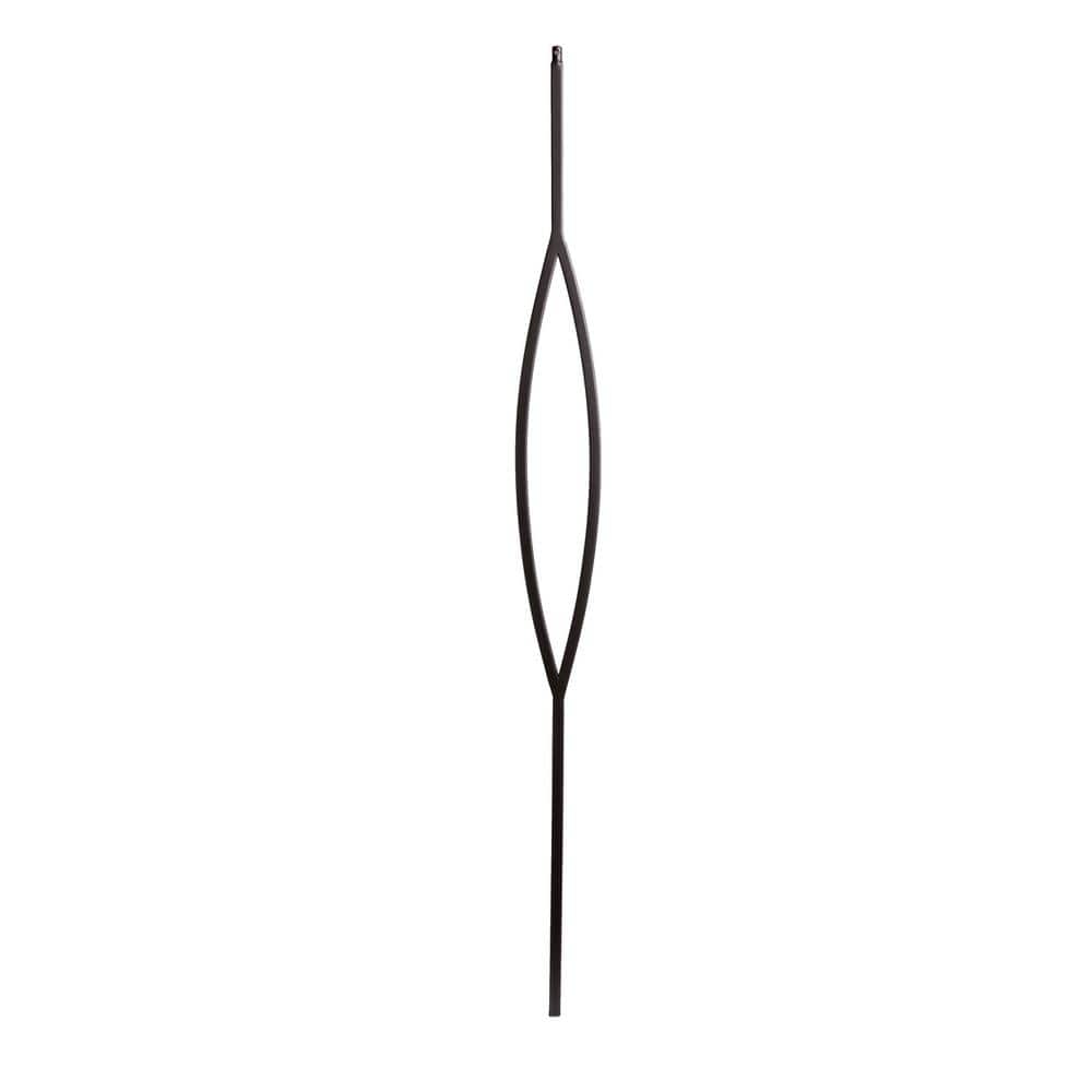 HOUSE OF FORGINGS Satin Black 16.6.7 Single Marquis Hollow 0.5 in. x 44 in. Iron Baluster for Staircase Remodel
