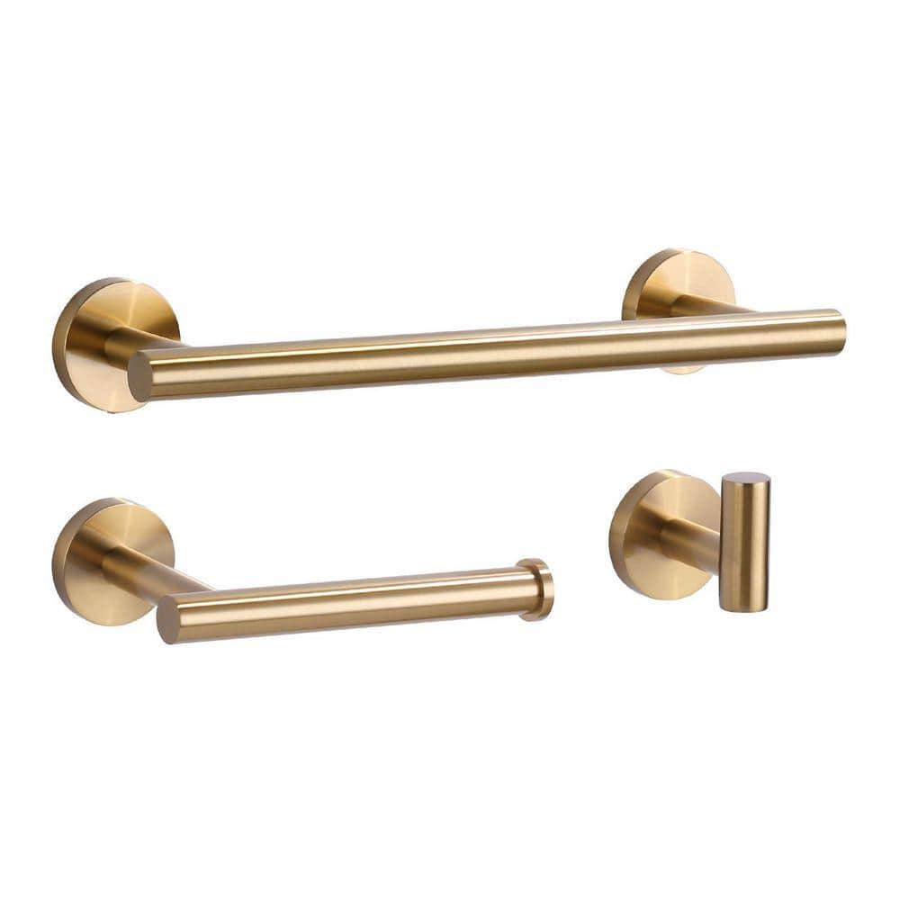 VEVETTA 3-Piece Bath Hardware Set with Towel Bar, Toilet Paper Holder, and Robe Hook, Wall Mounted (1)