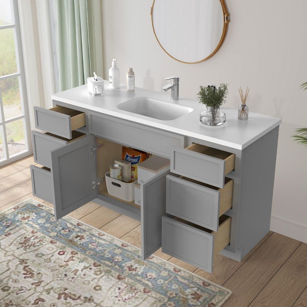 Vanity Art Colton 2-Door and 6-Drawer Freestanding Shaker Bathroom Vanity Cabinet (No Top) — Unassembled (3)