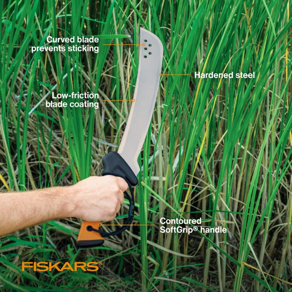 Fiskars 15 in. Steel Blade Clearing Machete Knife with Sheath - for Brush Cutting, Gardening, Landscaping, Bushcraft (3)
