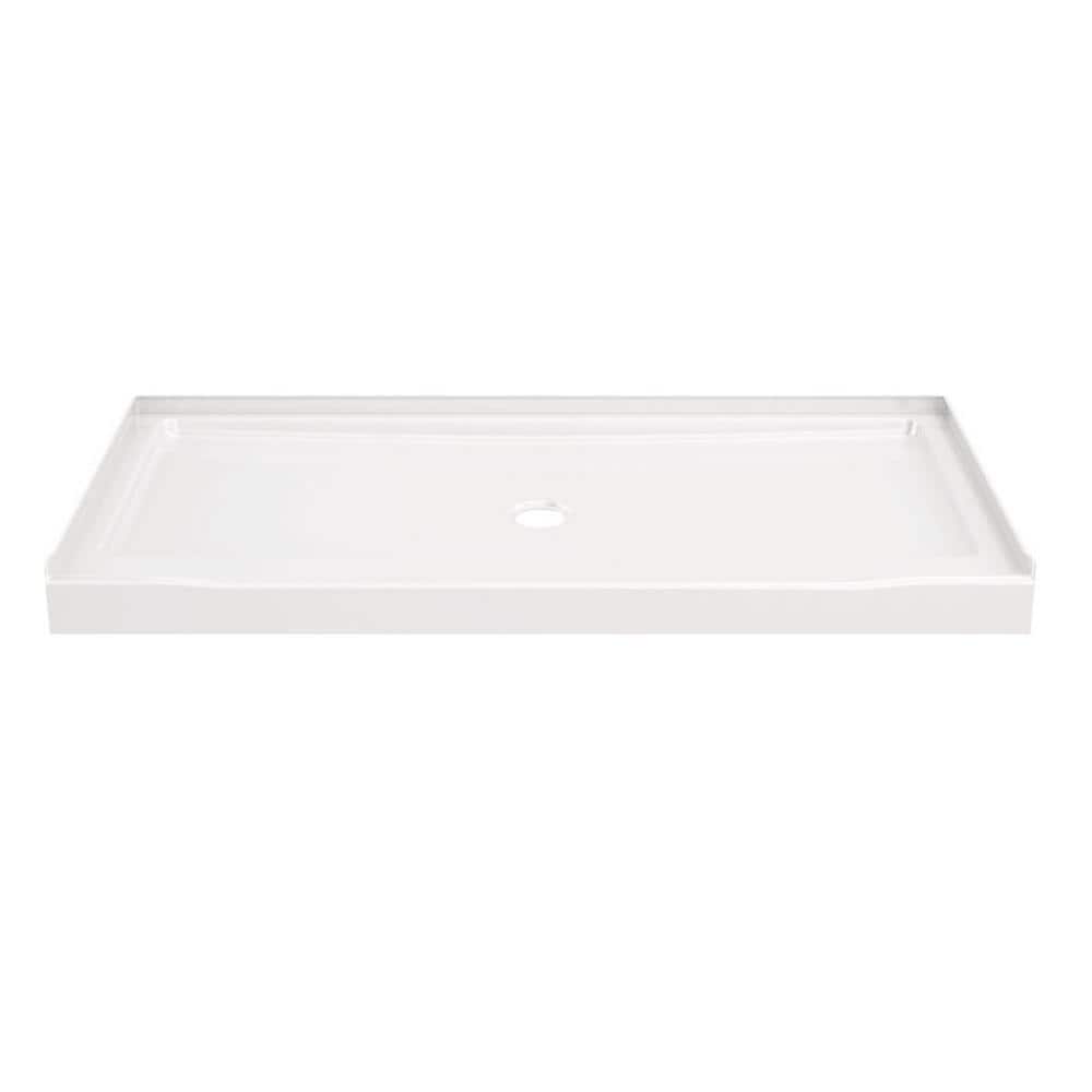 Delta Classic 500 60 in. L x 30 in. W Alcove Shower Pan Base with Center Drain in High Gloss White