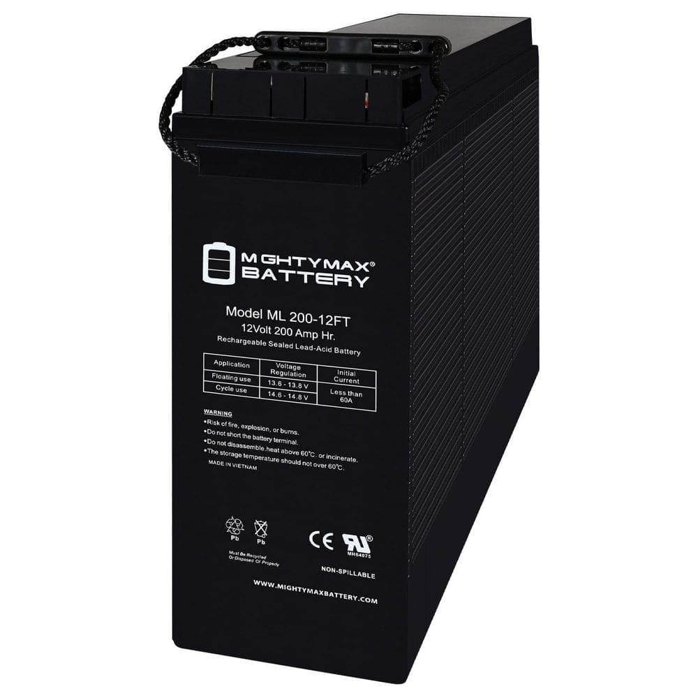 Mighty Max Batteries ML200-12 ft. - 12 Volt 200 AH, Front Terminal, Rechargeable SLA AGM Battery (1)