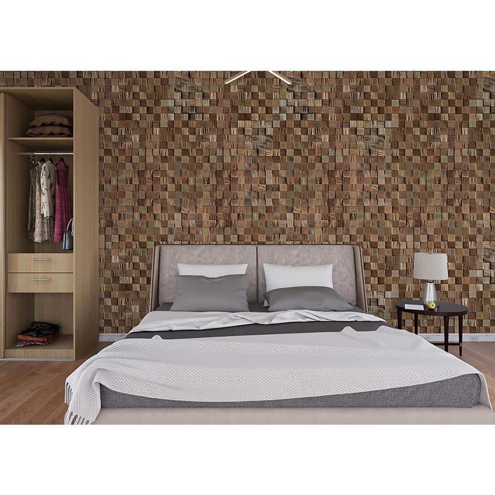 Wallscapes 1 in. x 14 in. x 1 ft. Ristretto Meranti Cube Hardwood Boards (8-pack, 11. 16 sq. ft. ) (3)