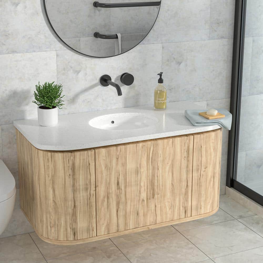 Unbranded 18 in. Undermount Round Bathroom Sink Art Basin with Overflow in White Ceramic (2)