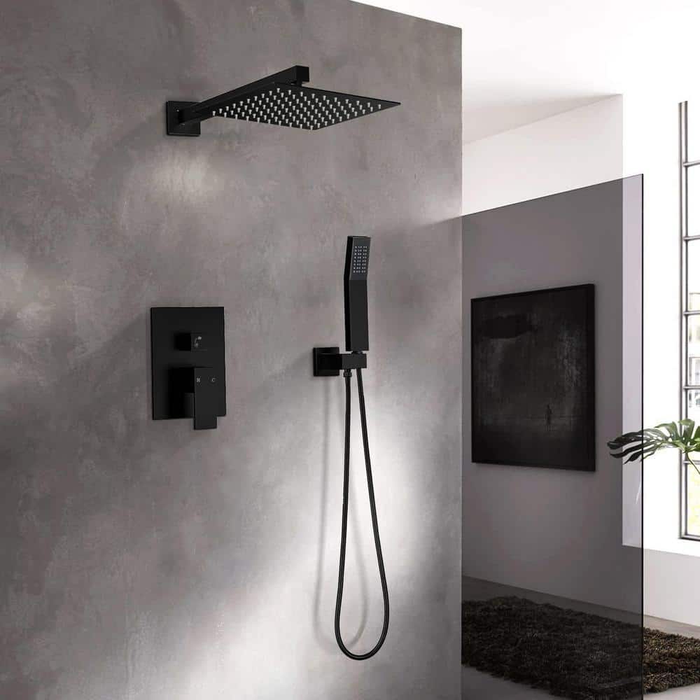 AKLFGN Single Handle 2-Spray Shower Faucet 2.5 GPM with Pressure Balance, Anti Scald in Matte Black (3)