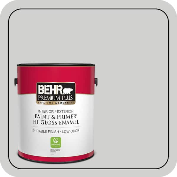 BEHR PREMIUM PLUS 1 gal. #N520-1 White Metal Hi-Gloss Enamel Interior/Exterior Paint & Primer (2)