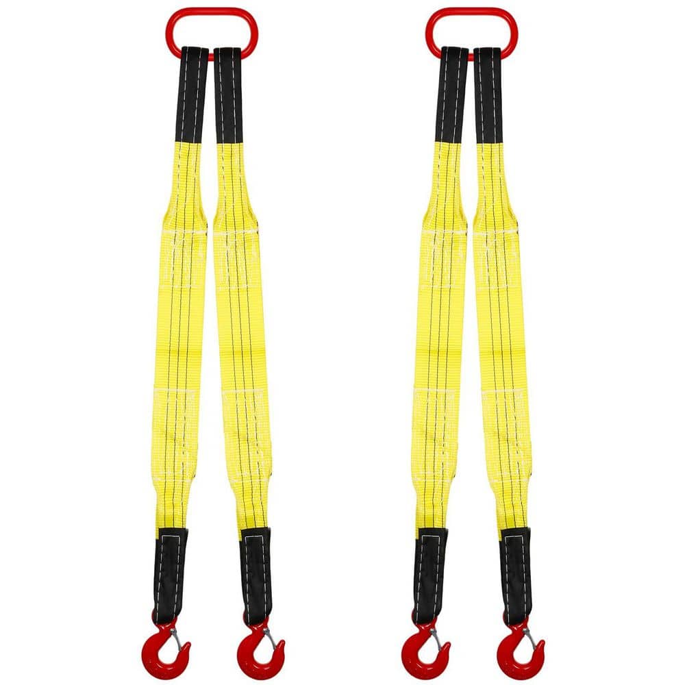 OGETFUUR 2-Pack 3.3 ft. Yellow Lifting Slings Straps with Hooks, Polyester Bridle Sling, 2-Leg Lifting Straps for Engines (1)