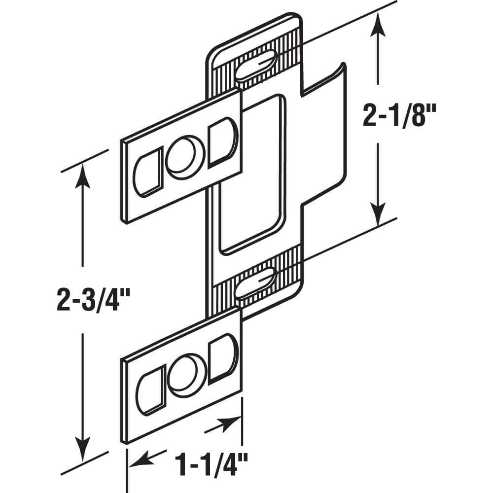 Prime-Line 2-1/8 in. Stamped Steel Brass Plated Adjustable Strike (2)