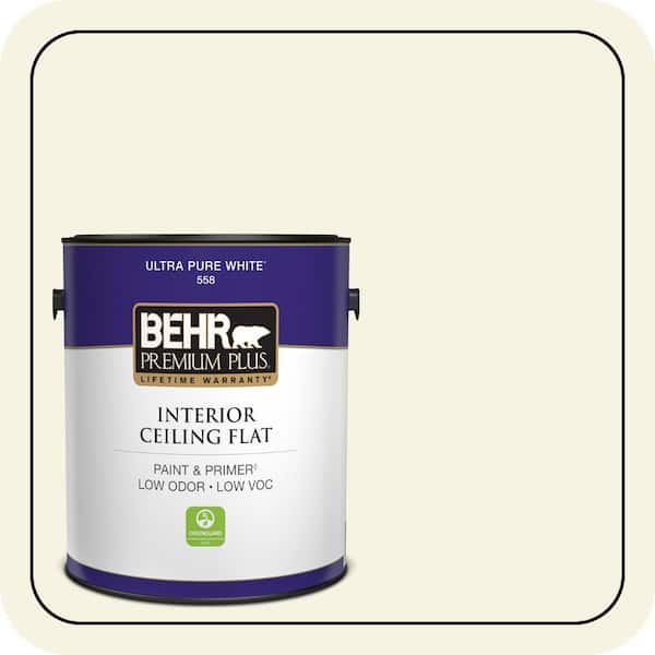 BEHR PREMIUM PLUS 1 gal. #M310-1 Tibetan Jasmine Ceiling Flat Interior Paint & Primer (2)