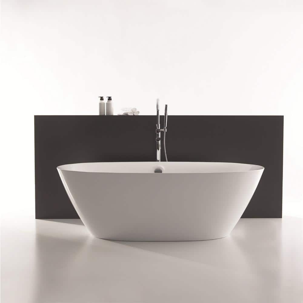 Empava 71 in. Acrylic Flatbottom Double Ended Freestanding Soaking Bathtub in White with Polished Chrome Overflow and Drain (1)