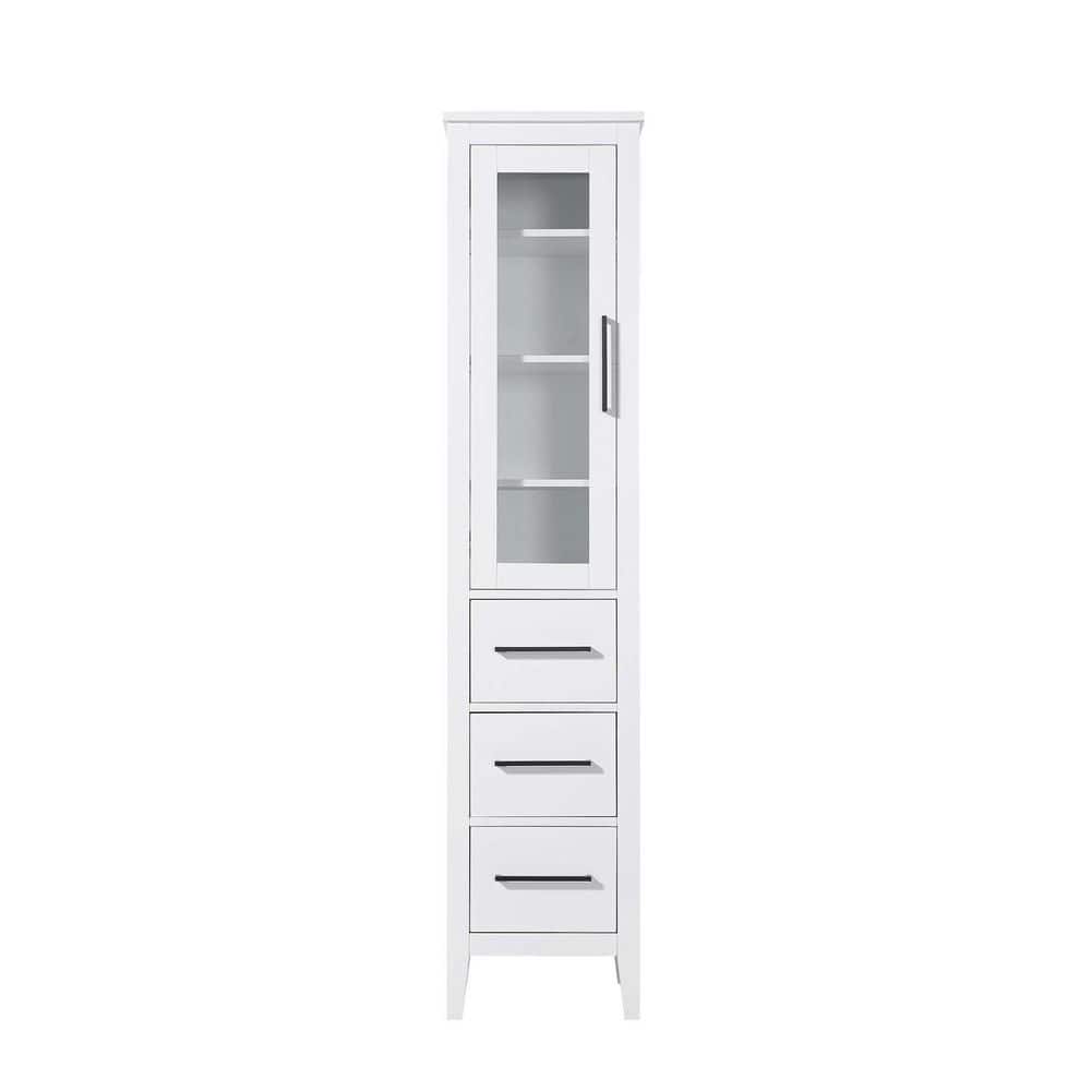 TIMELESS HOME 16 in. W x 18 in. D x 72 in. H White Freestanding Linen Cabinet (1)