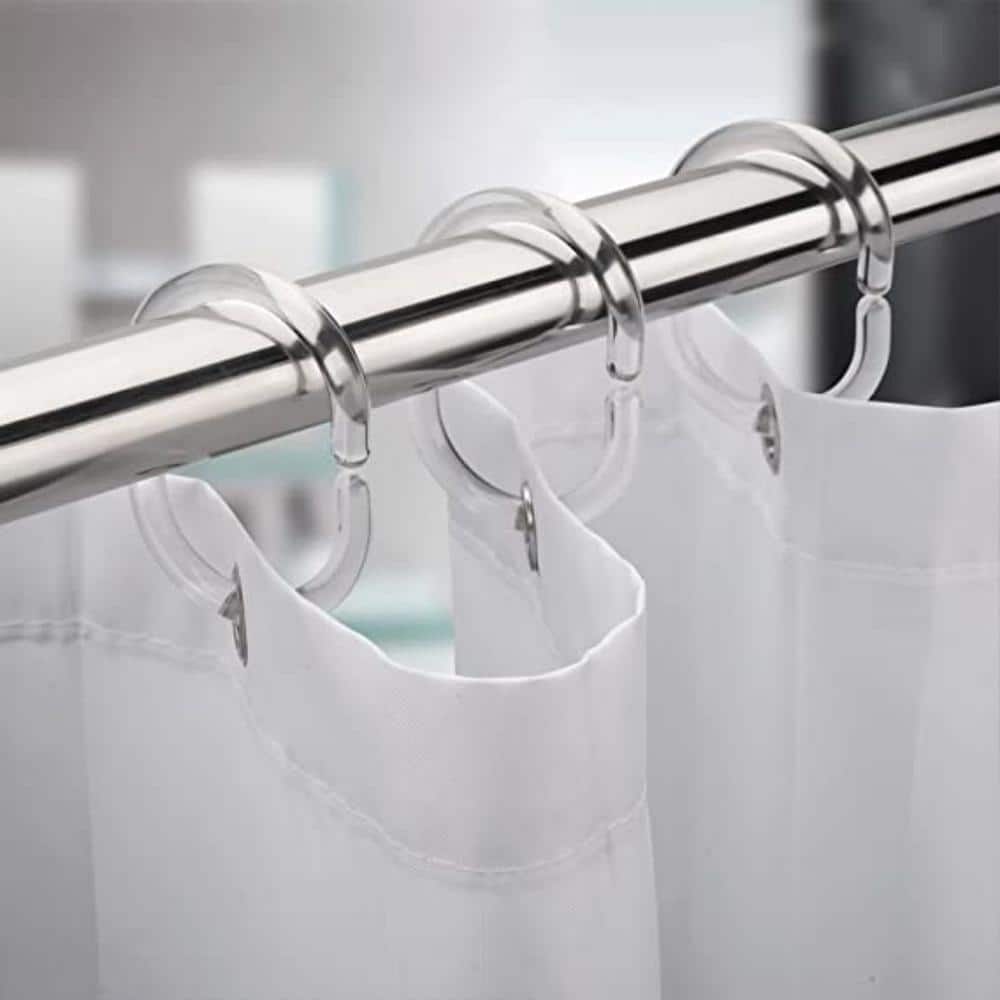Dyiom Plastic Shower Curtain Rings Hooks, 24-Pieces Shower Hooks for Shower Curtain, Shower Curtain Rings/Hooks, in Clear (1)
