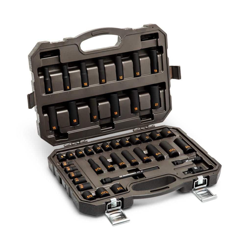 GEARWRENCH 3/8 in. Drive 6-Point SAE Hi-Viz Standard and Deep Impact Socket Set (25-Piece) (1)