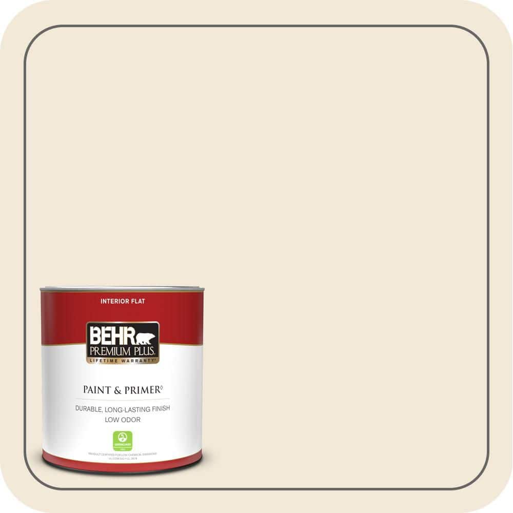 BEHR PREMIUM PLUS 1 qt. #PPH-06 Rice Drink Flat Low Odor Interior Paint & Primer