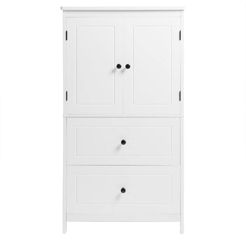 Afhocomp 23.6 in. W x 11.8 in. D x 43.3 in. H White MDF Freestanding Linen Cabinet with Adjustable Shelf (3)