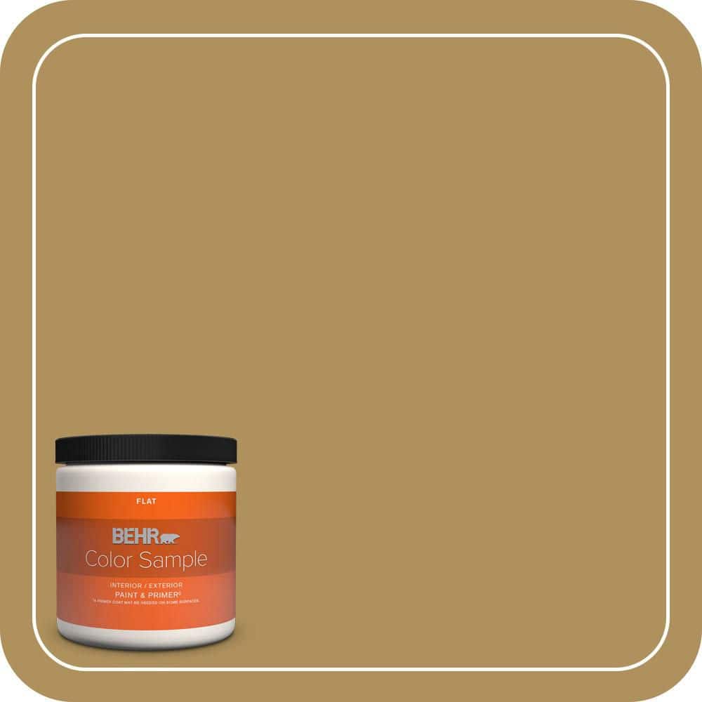 BEHR PREMIUM PLUS 8 oz. #S310-5 Brazilian Citrine Flat Interior/Exterior Paint & Primer Color Sample (1)