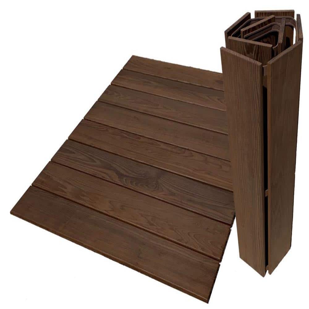 WellDone 32 in. x 42 in. Thermo-Treated Deck Tile Wood RV Mats, Brown (1-Pack)