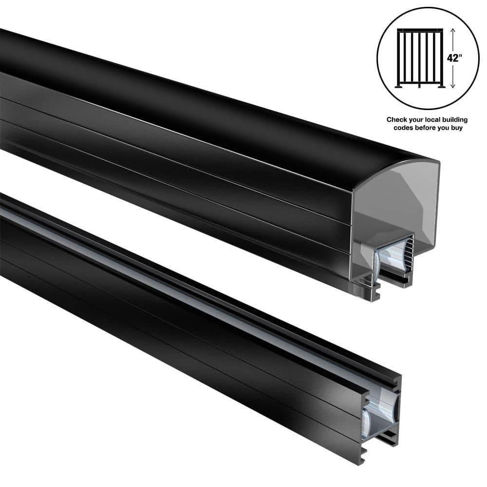 PEAK Aluminum Railing 4 ft. Deck Railing Hand and Base Rail for 42 in. high system