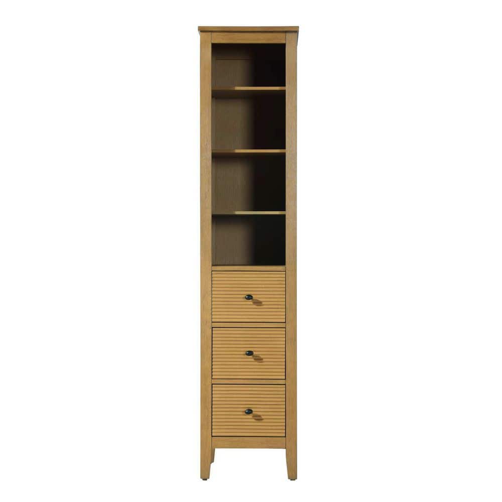 TIMELESS HOME 16 in. W x 18 in. D x 72 in. H Brown Freestanding Linen Cabinet in Honey Teak (1)