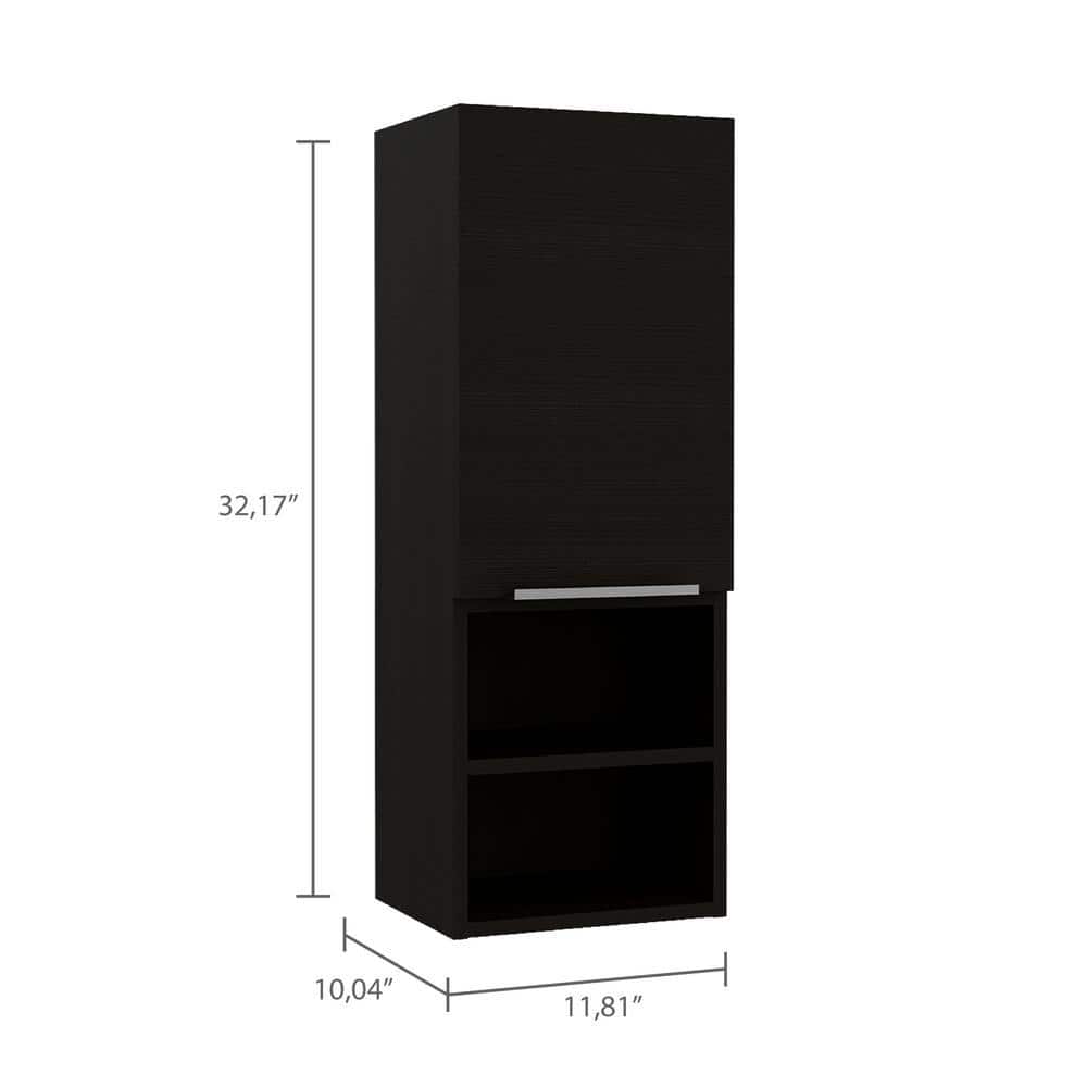 Tileon 11.81 in. W x 10.04 in. D x 32.17 in. H Bathroom Storage Wall Cabinet in Black (3)