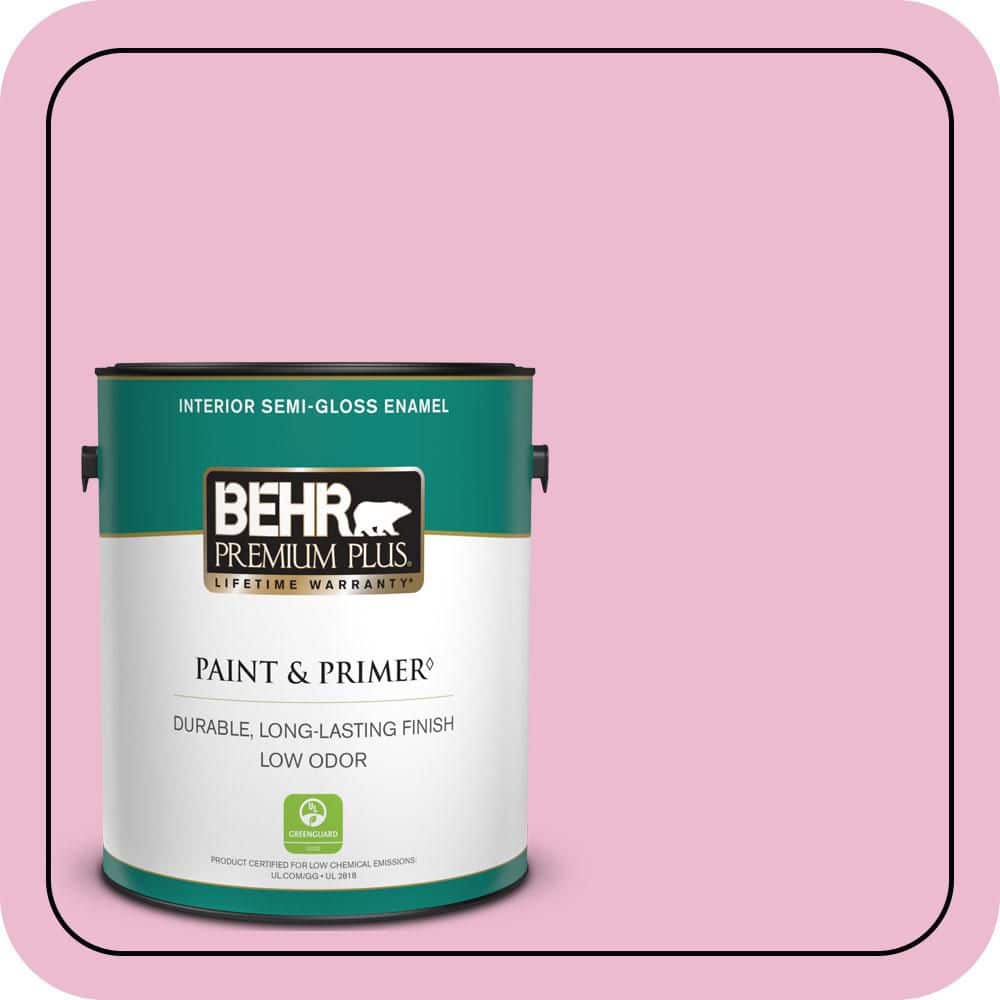 BEHR PREMIUM PLUS 1 gal. #P130-2A Dainty Pink Semi-Gloss Enamel Low Odor Interior Paint & Primer