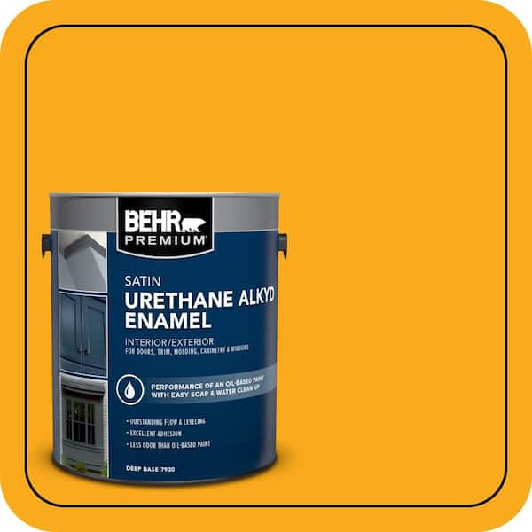 BEHR PREMIUM 1 gal. #P270-7 Sunny Side Up Urethane Alkyd Satin Enamel Interior/Exterior Paint (2)