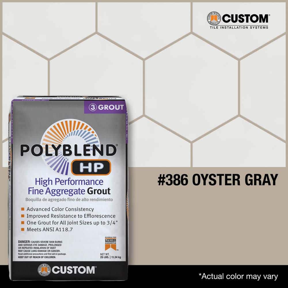 Custom Building Products Polyblend HP #386 Oyster Gray 25lb High Performance Fine Aggregate Grout (3)