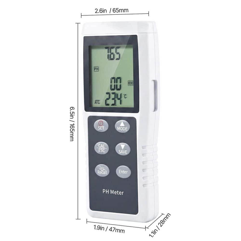 SKYSHALO Portable pH Meter, 0-14 pH Range, IP68 Waterproof Design, 3-Point Auto Calibration, Test Kit with Calibration Powders (2)