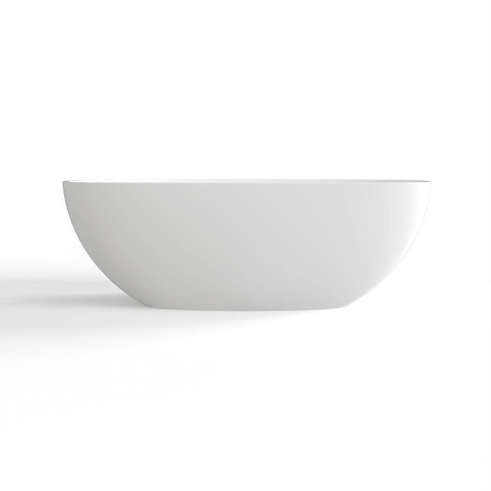 Unbranded 67 in. x 30 in. Stone Resin Solid Surface Freestanding Soaking Bathtub with Center Drain in Matte White