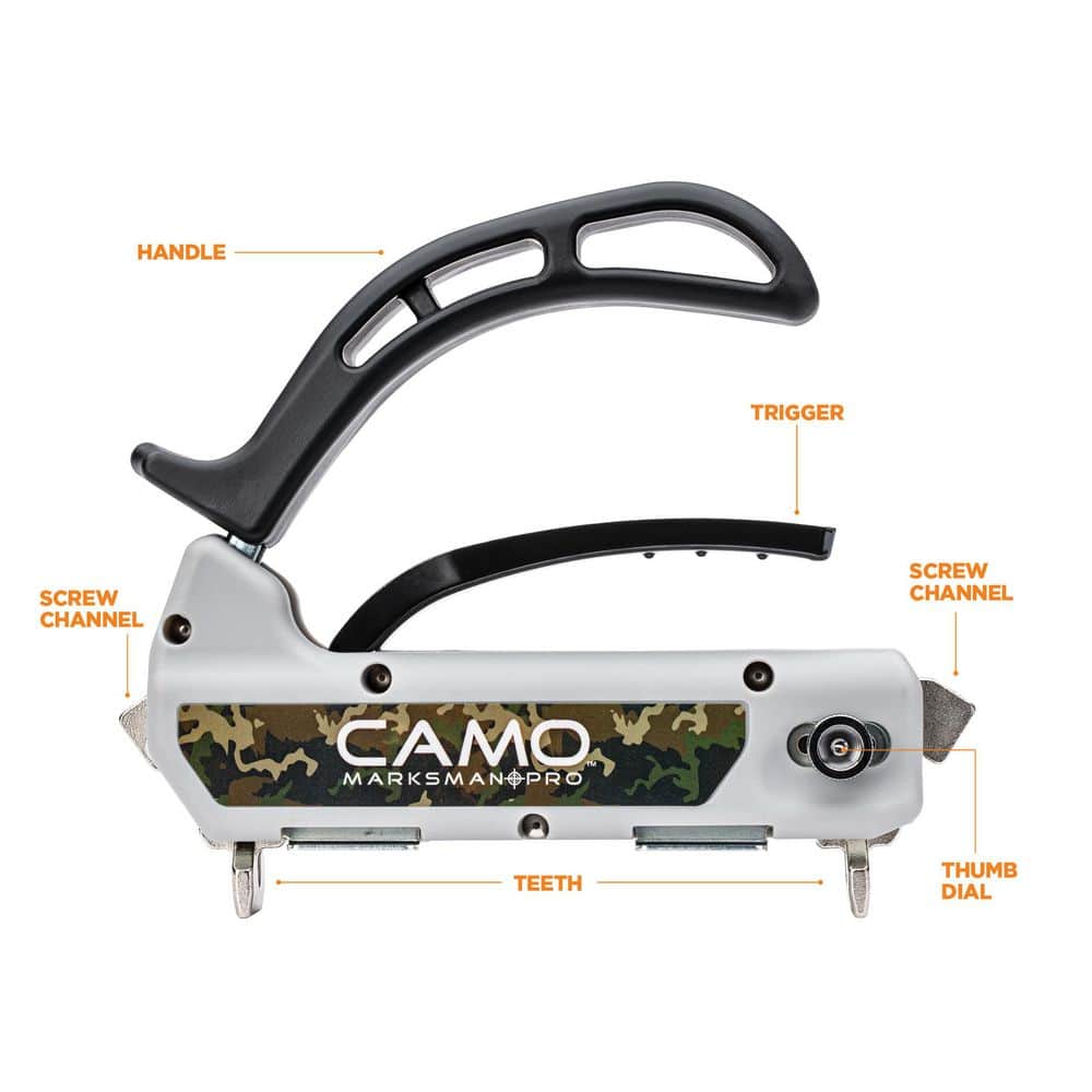 CAMO DeckPac 875 1-⅞ in. Exterior Coated Trimhead Hidden Edge Deck Screws with Marksman Pro and Driver Bits (2)