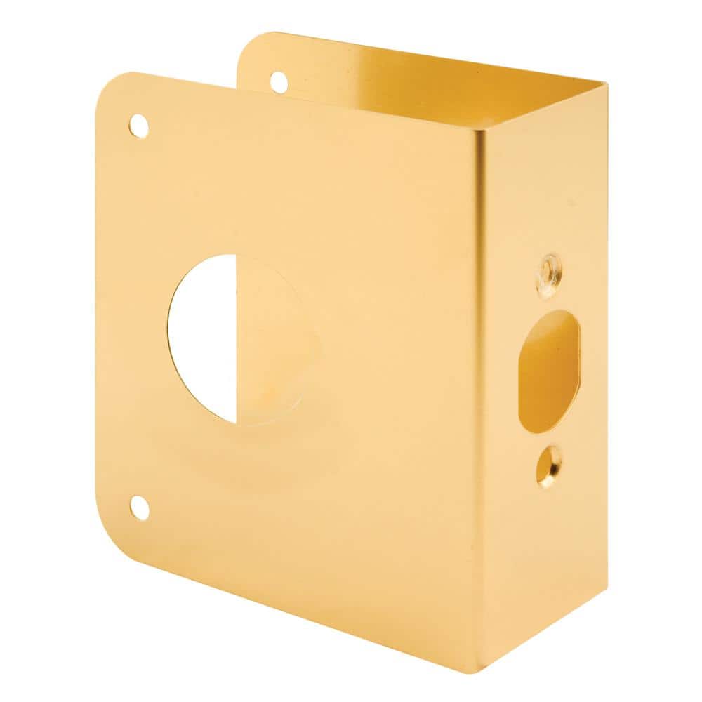 Prime-Line 1-3/4 in. x 4-1/2 in. Thick Solid Brass Lock and Door Reinforcer, 1-1/2 in. Single Bore, 2-3/8 in. Backset (1)