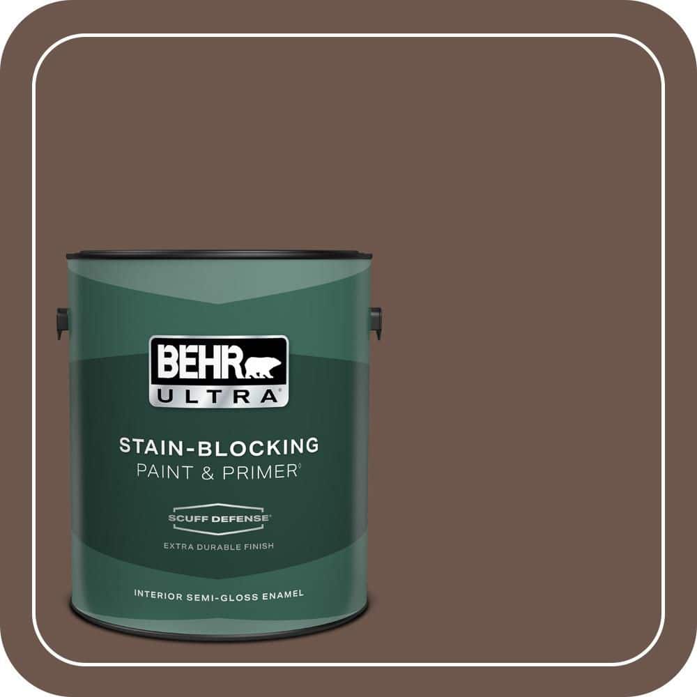BEHR ULTRA 1 gal. #N170-6 Natural Bark Extra Durable Semi-Gloss Enamel Interior Paint & Primer